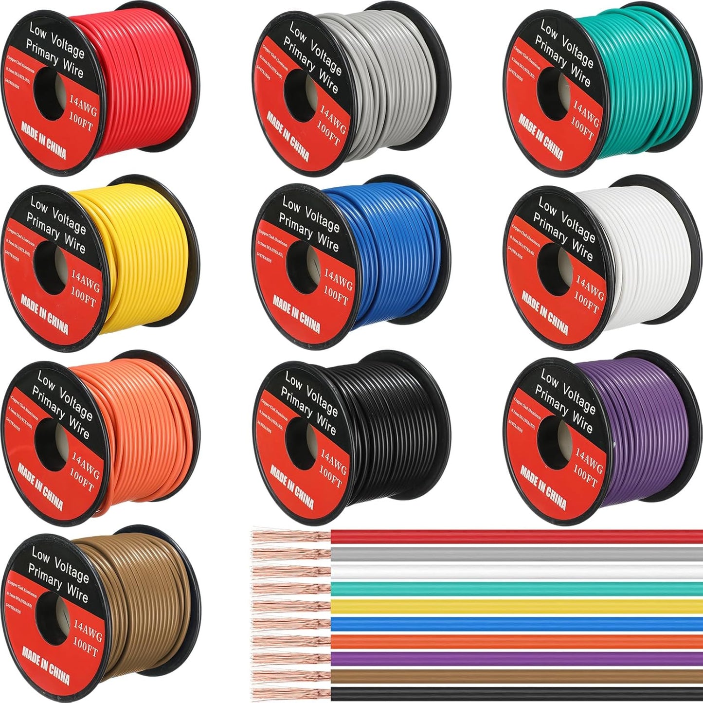 Gisafai 10 Pcs 100 ft Automotive Primary Wire for 12v Wiring