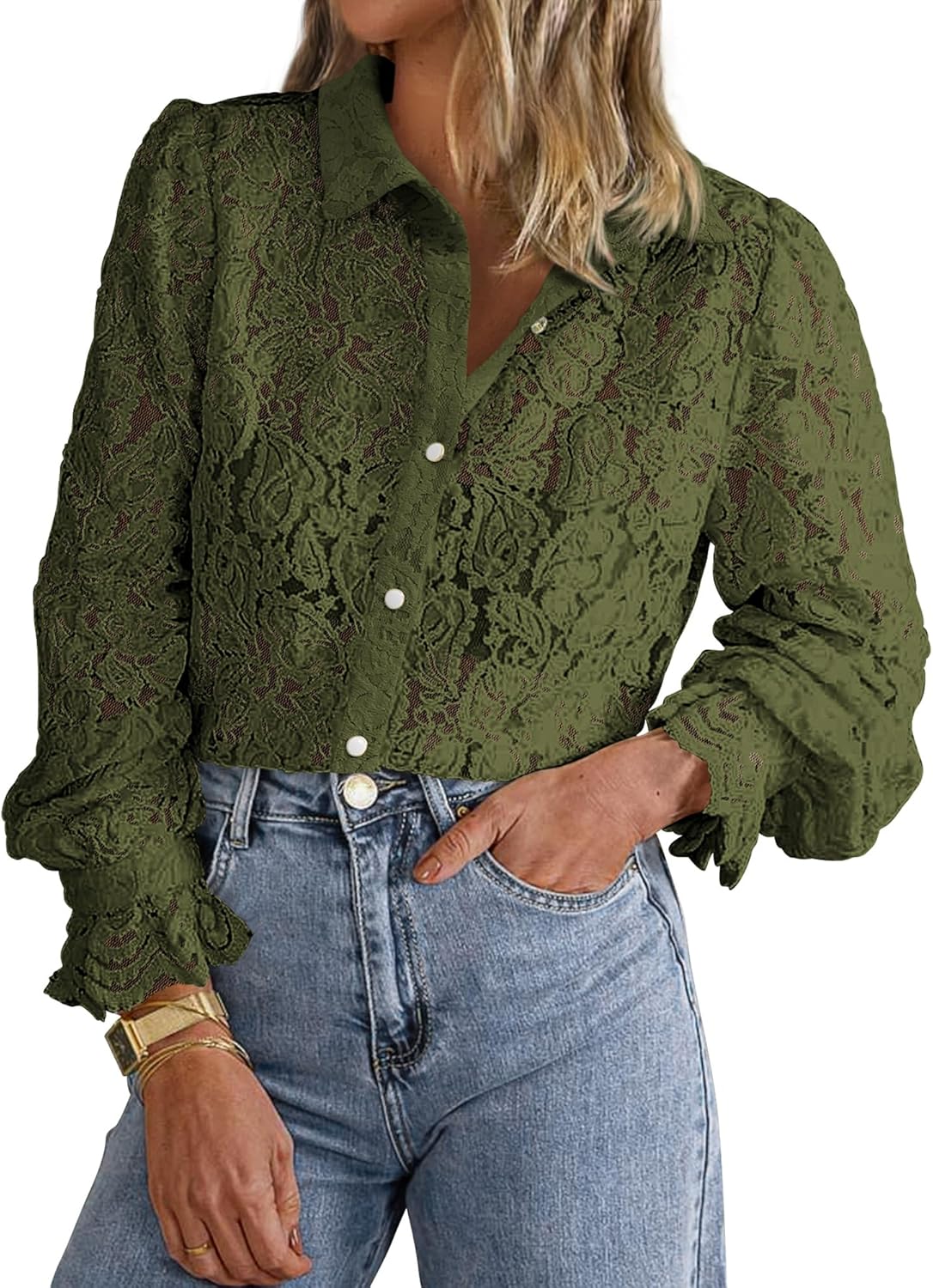 BTFBM Long Sleeve Lace Blouses for Women - Dressy Casual Tops