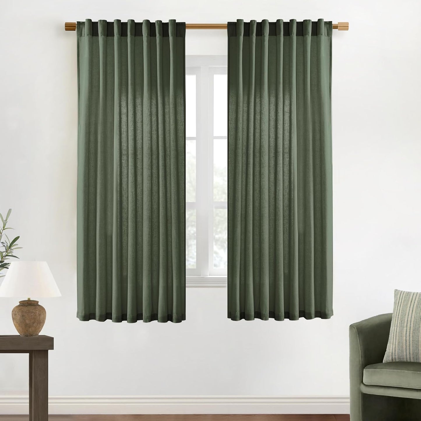 XTMYI Olive Green Curtains 63 Inch Length for Modern Living