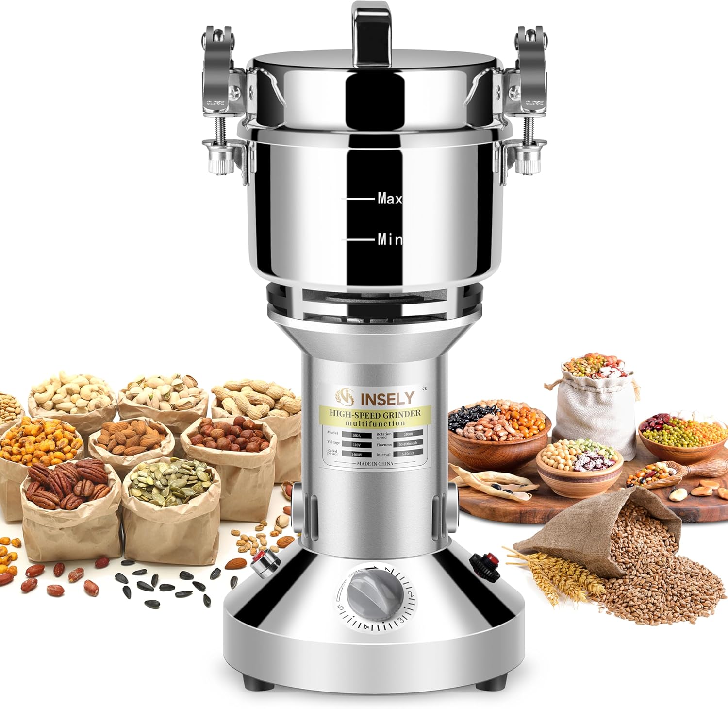 High Speed 550g Grain Mill Grinder for Kitchen Use