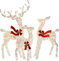 FOOWIN 4.83FT Lighted 3-Piece Christmas Deer Family Set - Outdoor Glow