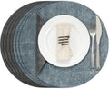 Round Faux Leather Placemats Set of 8 Gray & Light Blue - Dual Sided
