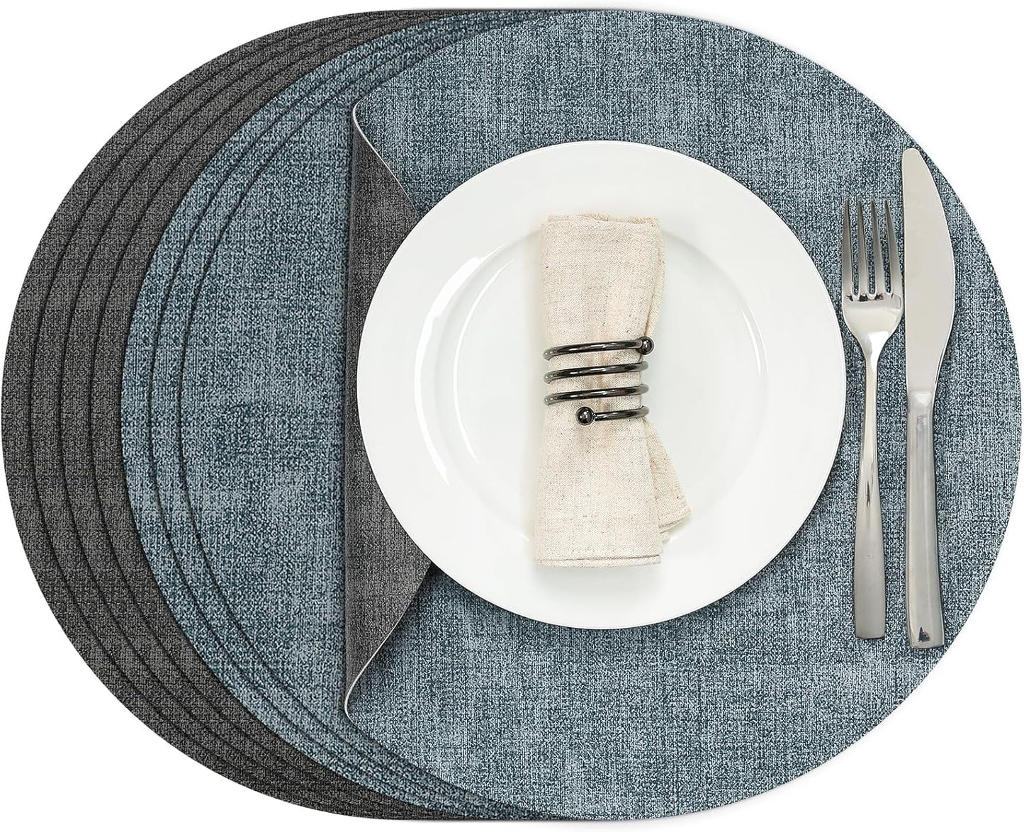 Round Faux Leather Placemats Set of 8 for Dining Table Use