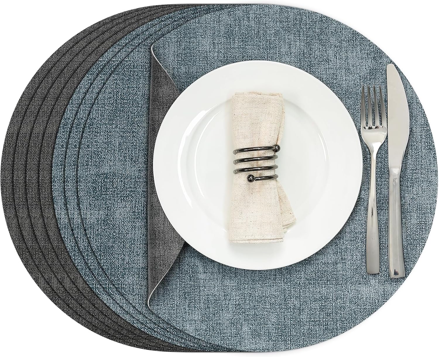 Round Faux Leather Placemats Set of 8 for Dining Table Use