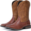 IUV Cowboy Boots For Men Ostrich-Embossed Western Boots - Durable Fit