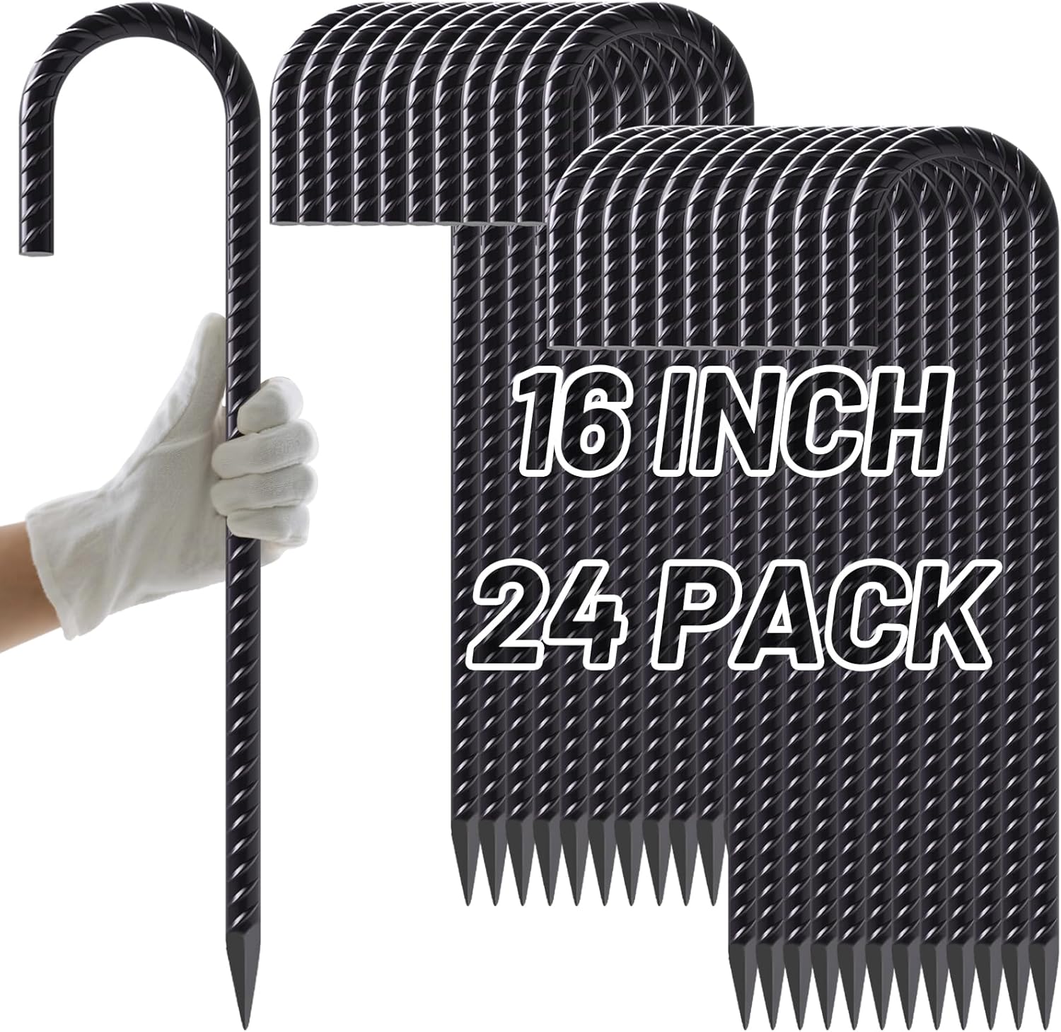 Heavy Duty 16 Inch Rebar Stakes for Camping and Outdoor Use