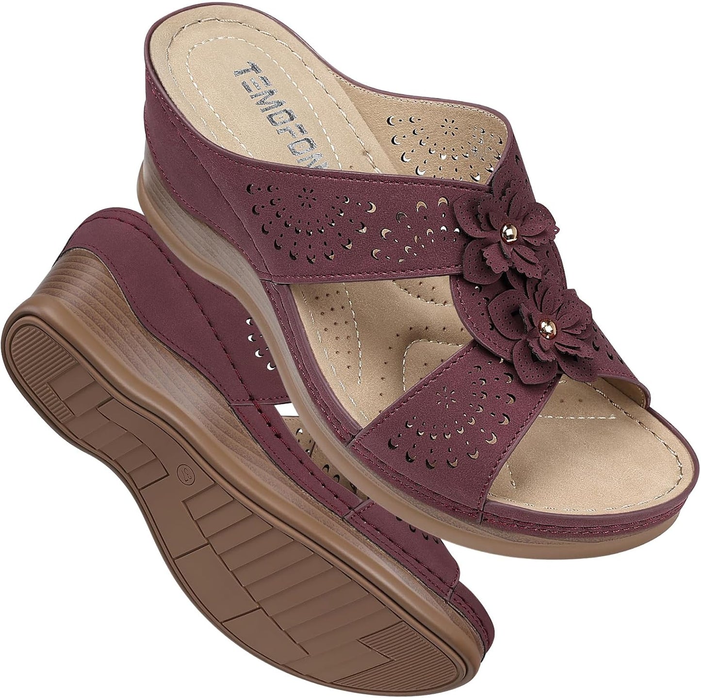 TEMOFON Womens Wedge Sandals: Comfortable Casual Summer Shoes