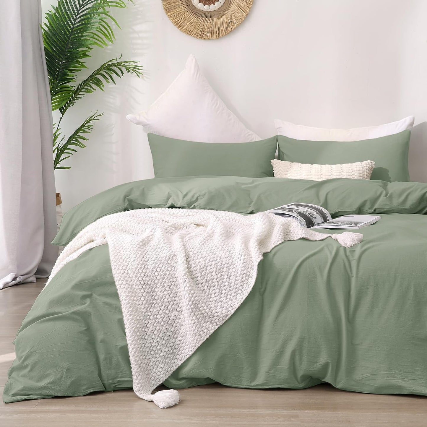 Premium Malachite Green Duvet Cover Queen Size Set for Comfort