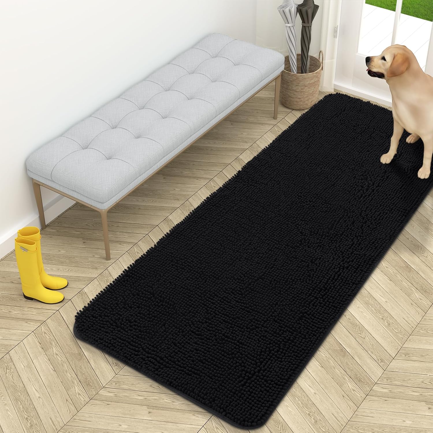OLANLY Dog Door Mat for Muddy Paws - Absorbent Chenille Mat