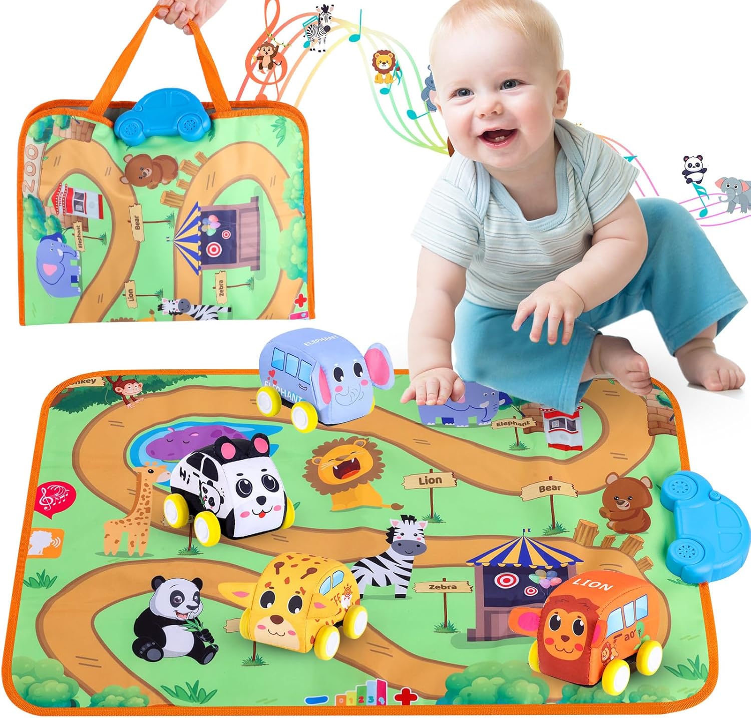 Interactive Music Mat & Animal Cars Set - Toddler's 1st Gift