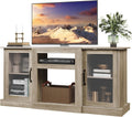 WLIVE Retro TV Stand for 65 in TV - Greige Entertainment Console