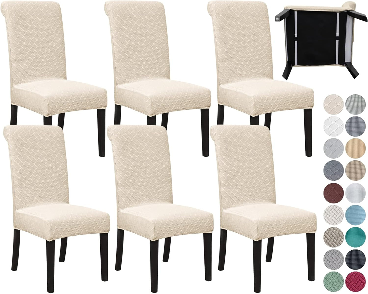 Stretchy Dining Room Chair Covers Set of 6 with Seat Belt Feature
