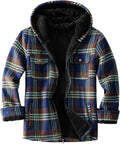 Mens Flannel Plaid Hooded Jacket Full Zip Sherpa Fleece Lined - Warm