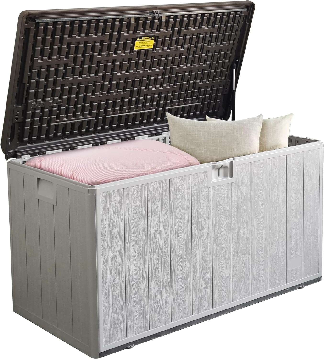110 Gallon Resin Deck Box for Outdoor Storage, Waterproof & Lockable