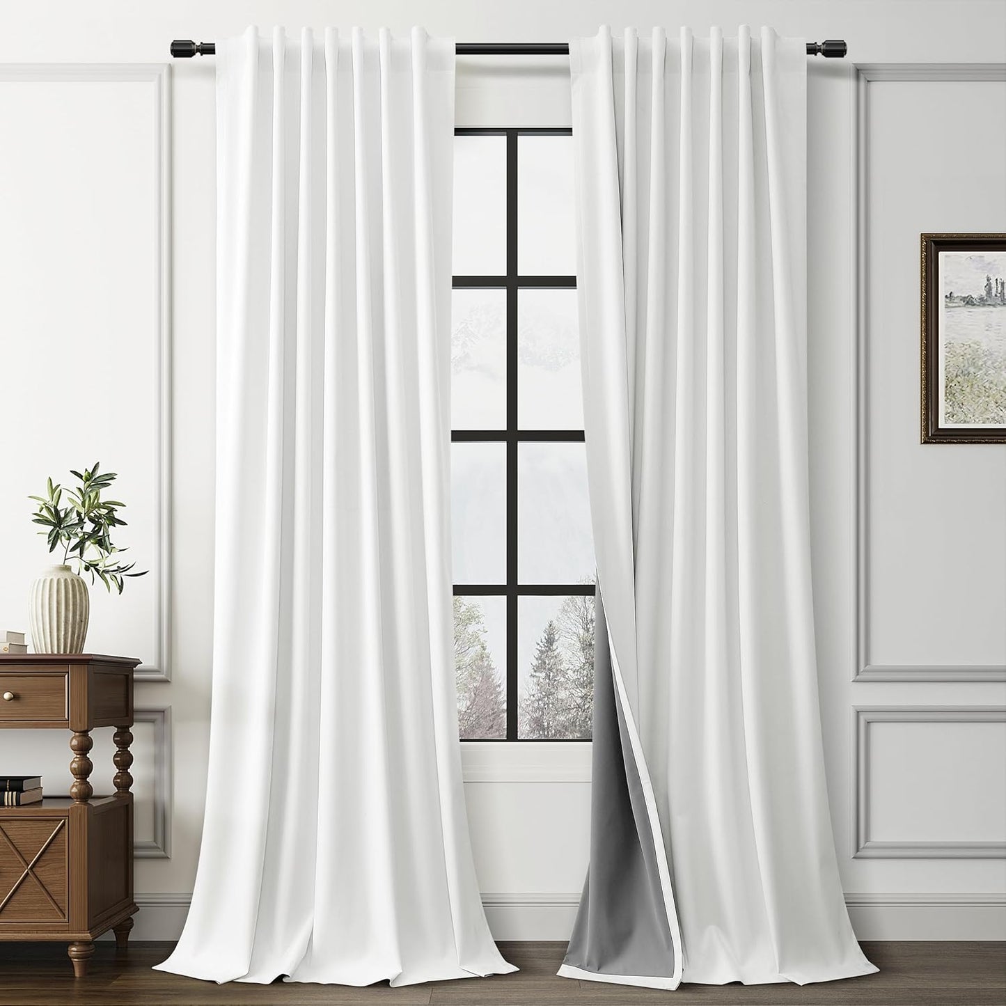 Guken Off White Linen Room Darkening Drapes for Bedrooms