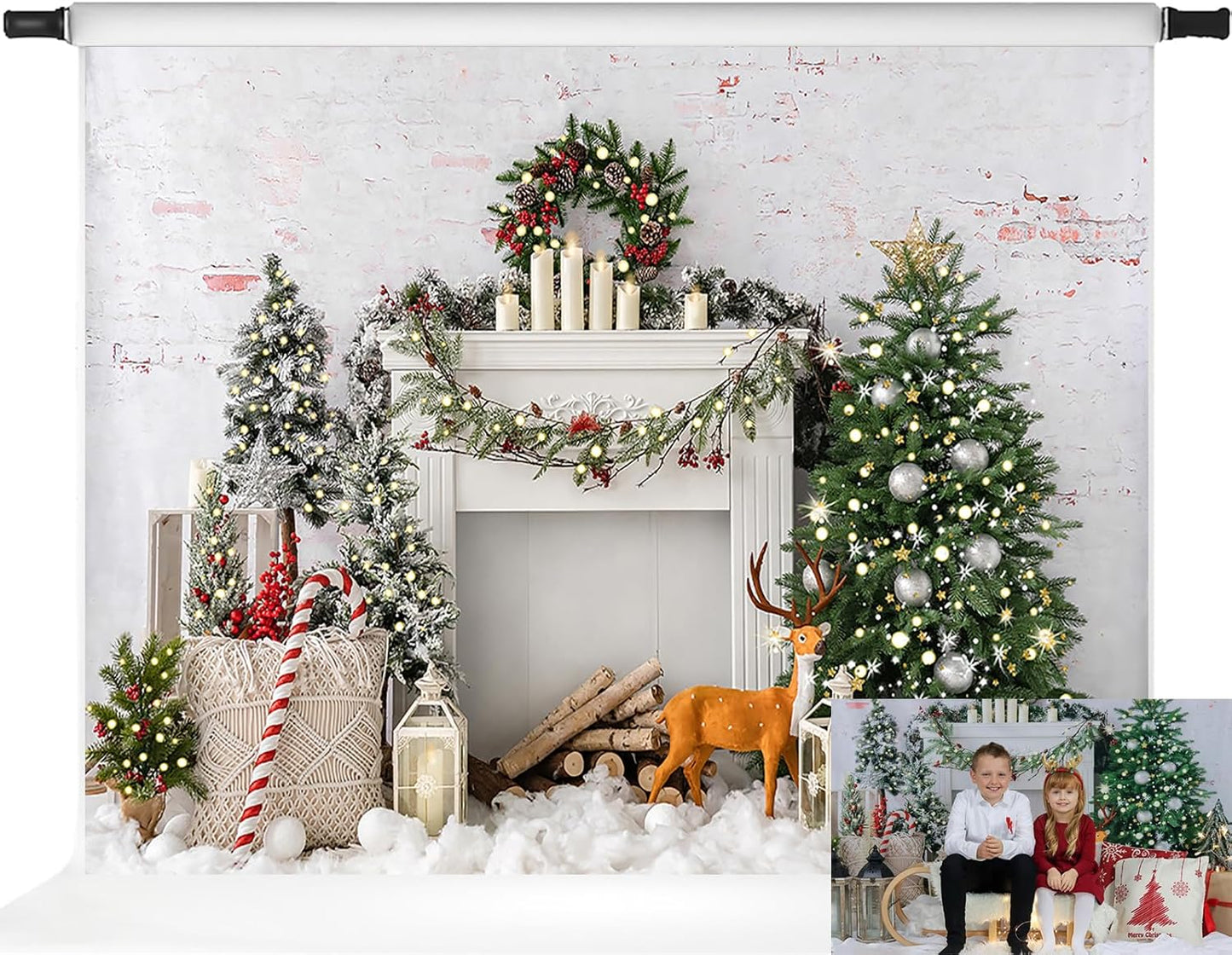 Kate Christmas Fireplace Backdrop for Winter Photography Fun