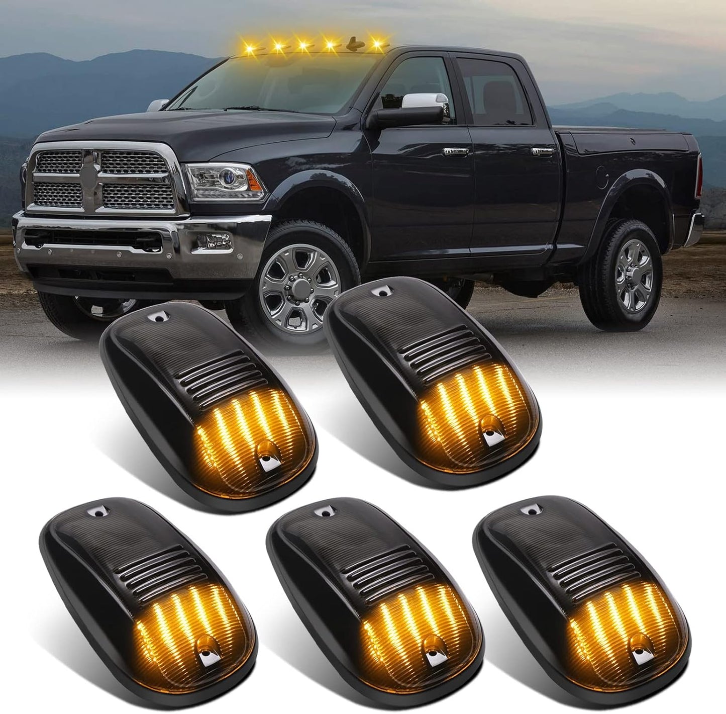 LED Cab Clearance Lights for Ram Trucks - Bright Amber Smoked