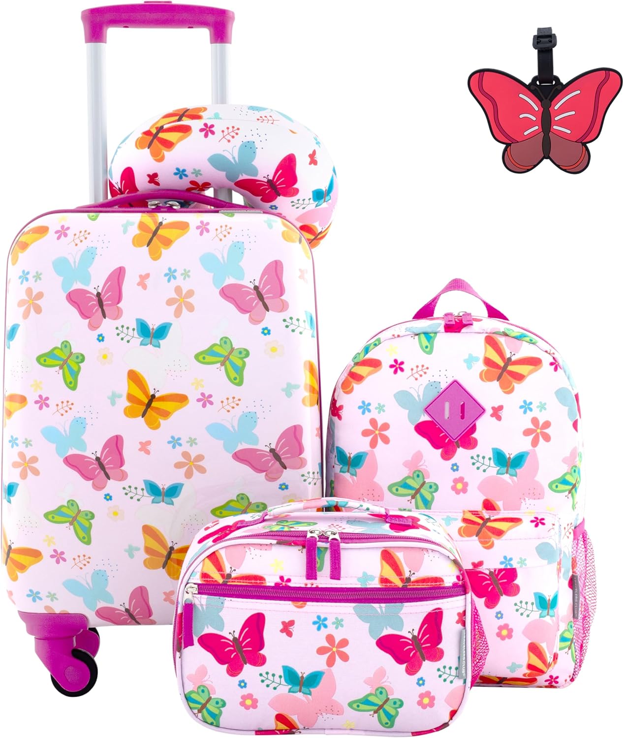 Travelers Club 5 Piece Kids' Luggage Set, Butterfly Design