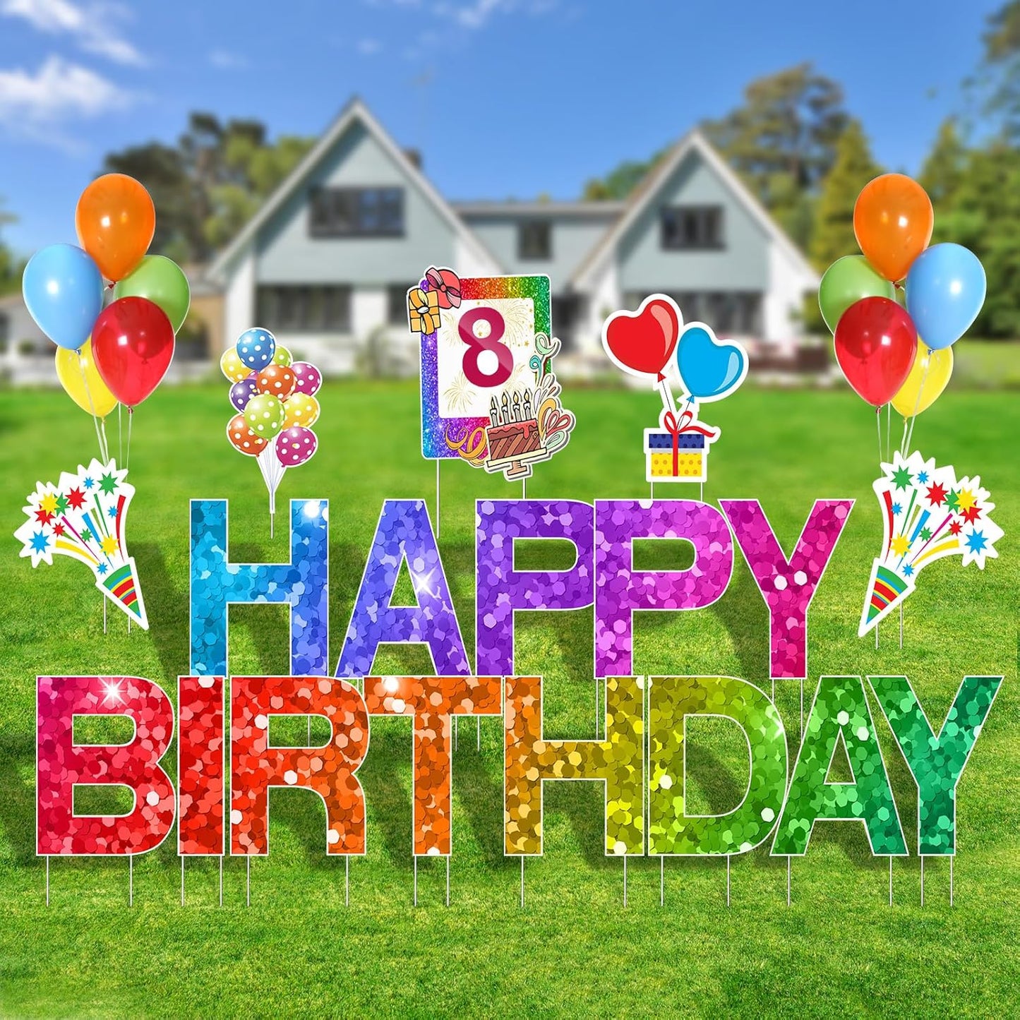 18Pcs Happy Birthday Yard Signs for Memorable Celebrations