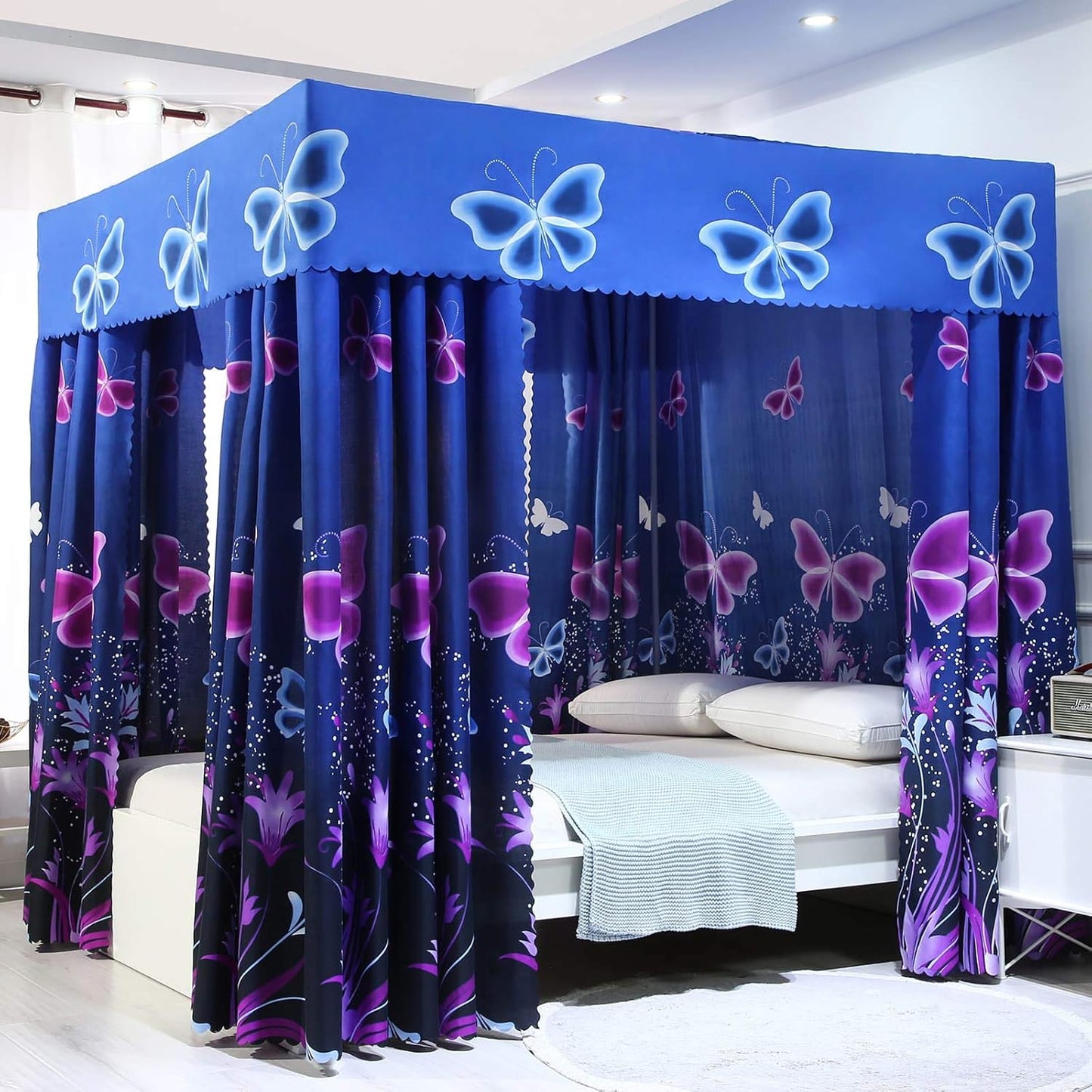 Blue Butterfly Canopy Net for Full Bed