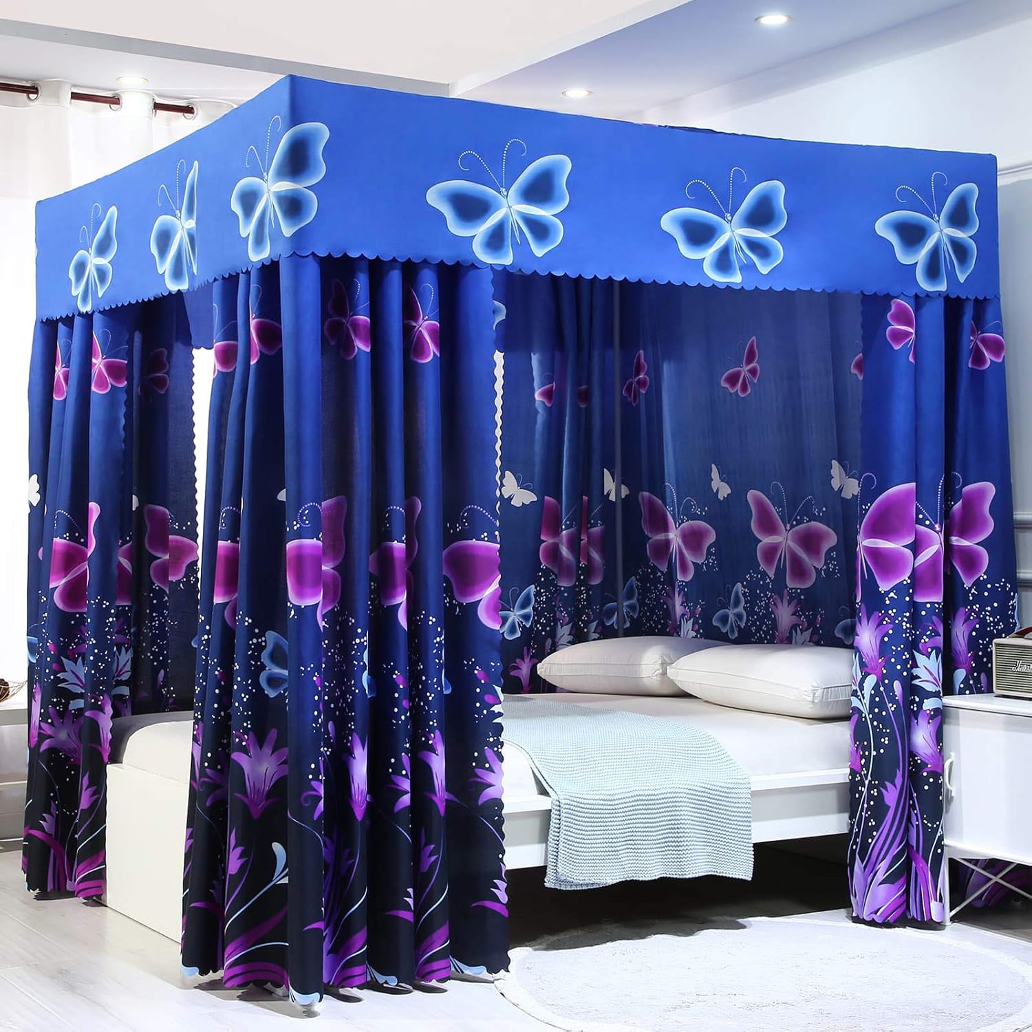 Blue Butterfly Canopy Net for Full Bed