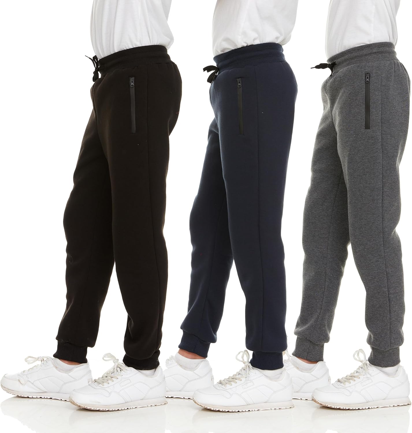 Boys Sweatpants Fleece Athletic Joggers with Zipper Pocket
