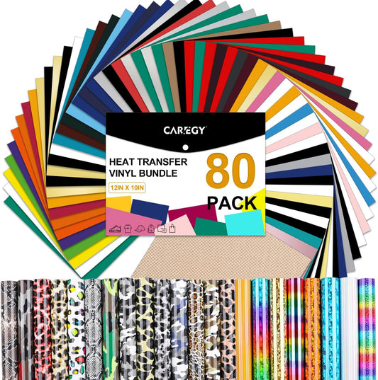 CAREGY HTV Heat Transfer Vinyl Bundle for T-Shirt Projects