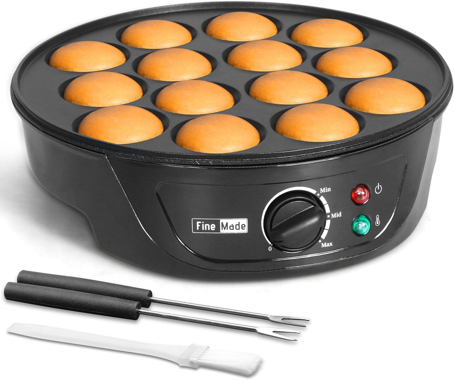 Non Stick Mini Pancakes Maker: Browning Control, Easy Flip,13 slots