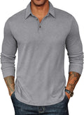 Mens Long Sleeve Polo Shirt for Men - Lightweight Casual Collared Tee