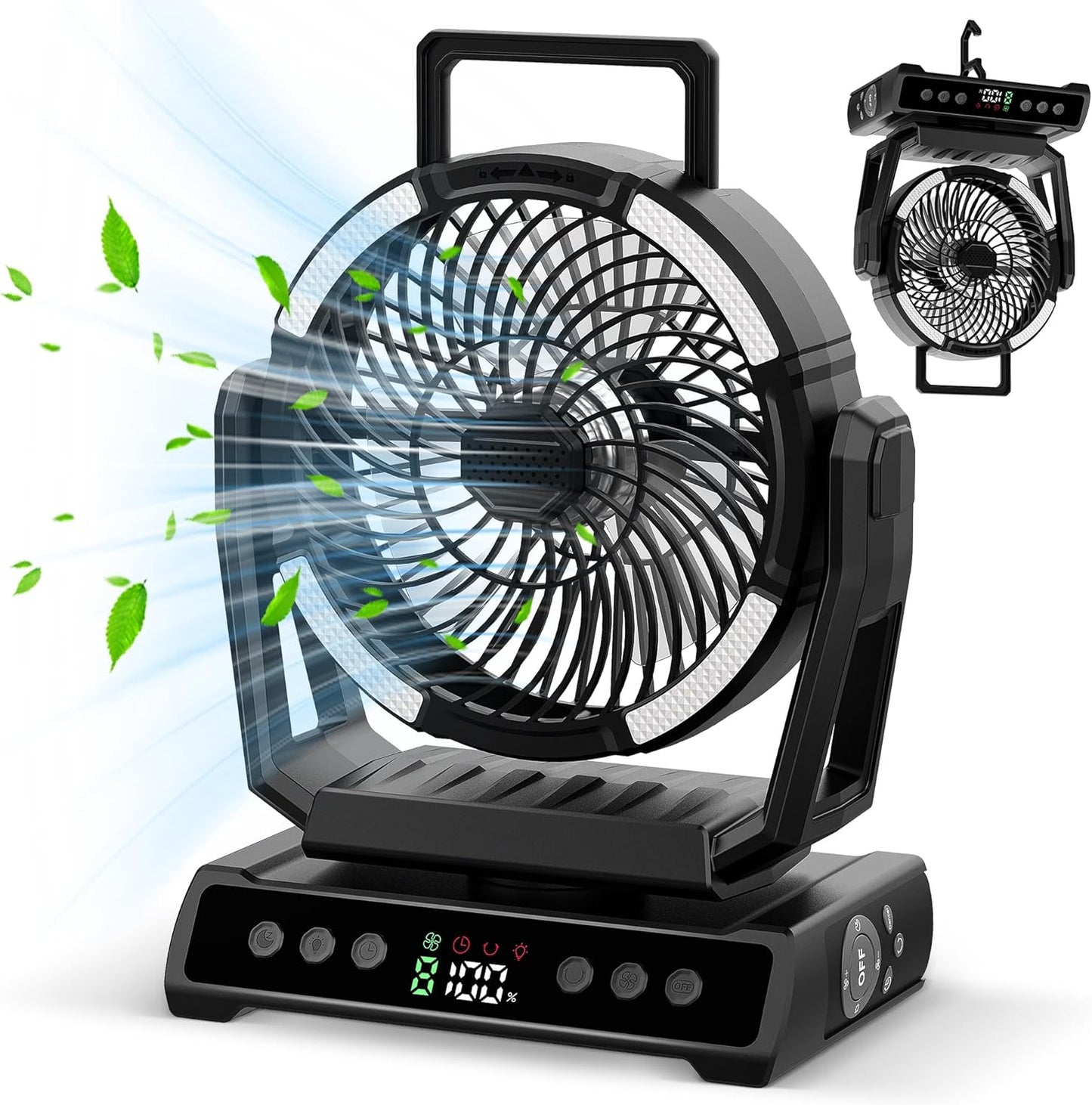 LOREAD 9-Speed Portable Fan: 360 Rotation, Rechargeable