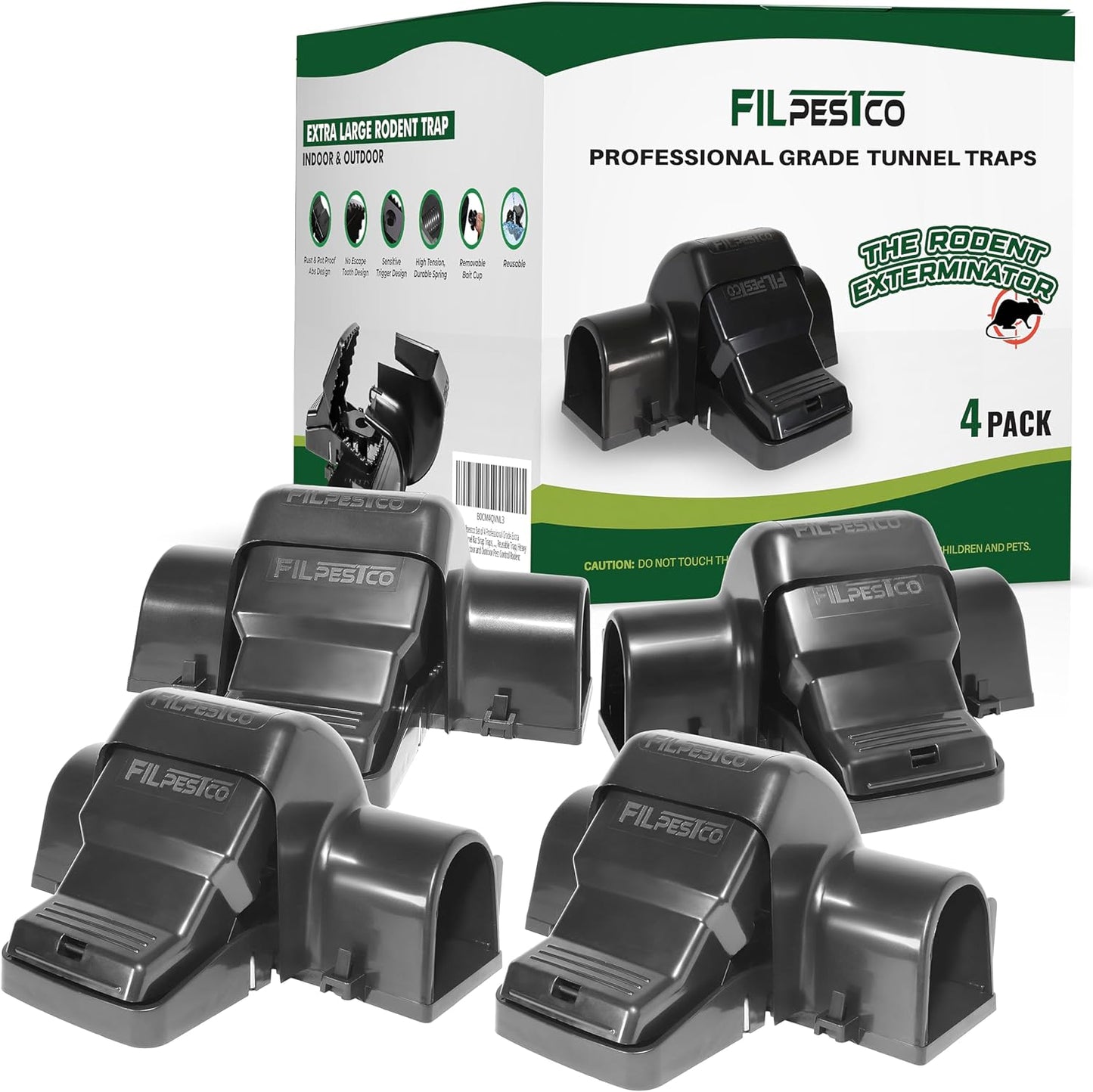 Extra Large Tunnel Rat Snap Traps - Heavy Duty Rodent Solution by Filpestco