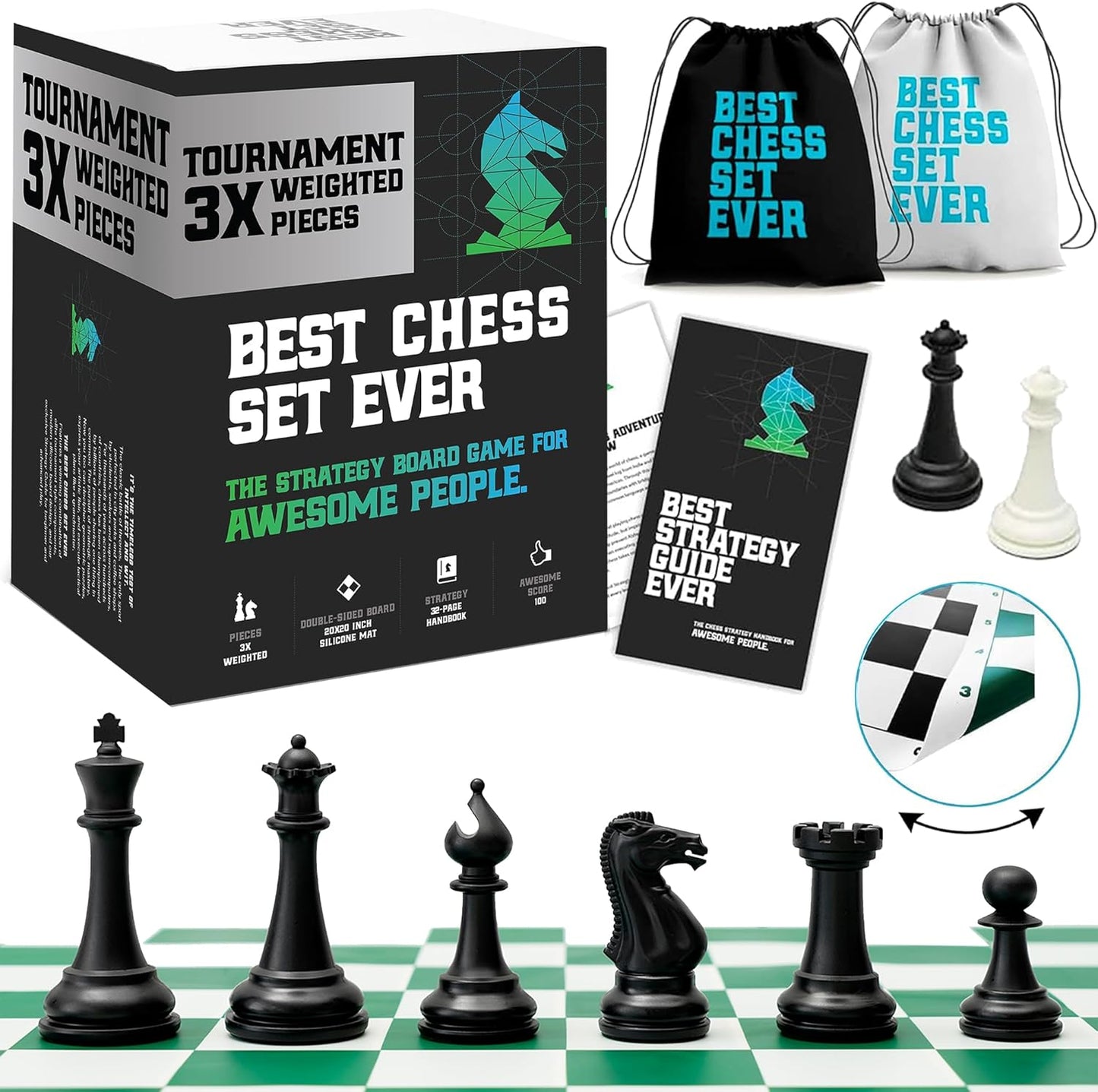 Best Chess Set Ever with Triple Weighted Pieces for All Players