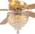 Asyko Crystal Ceiling Fan Fandelier with Lights - 62 in Modern Design