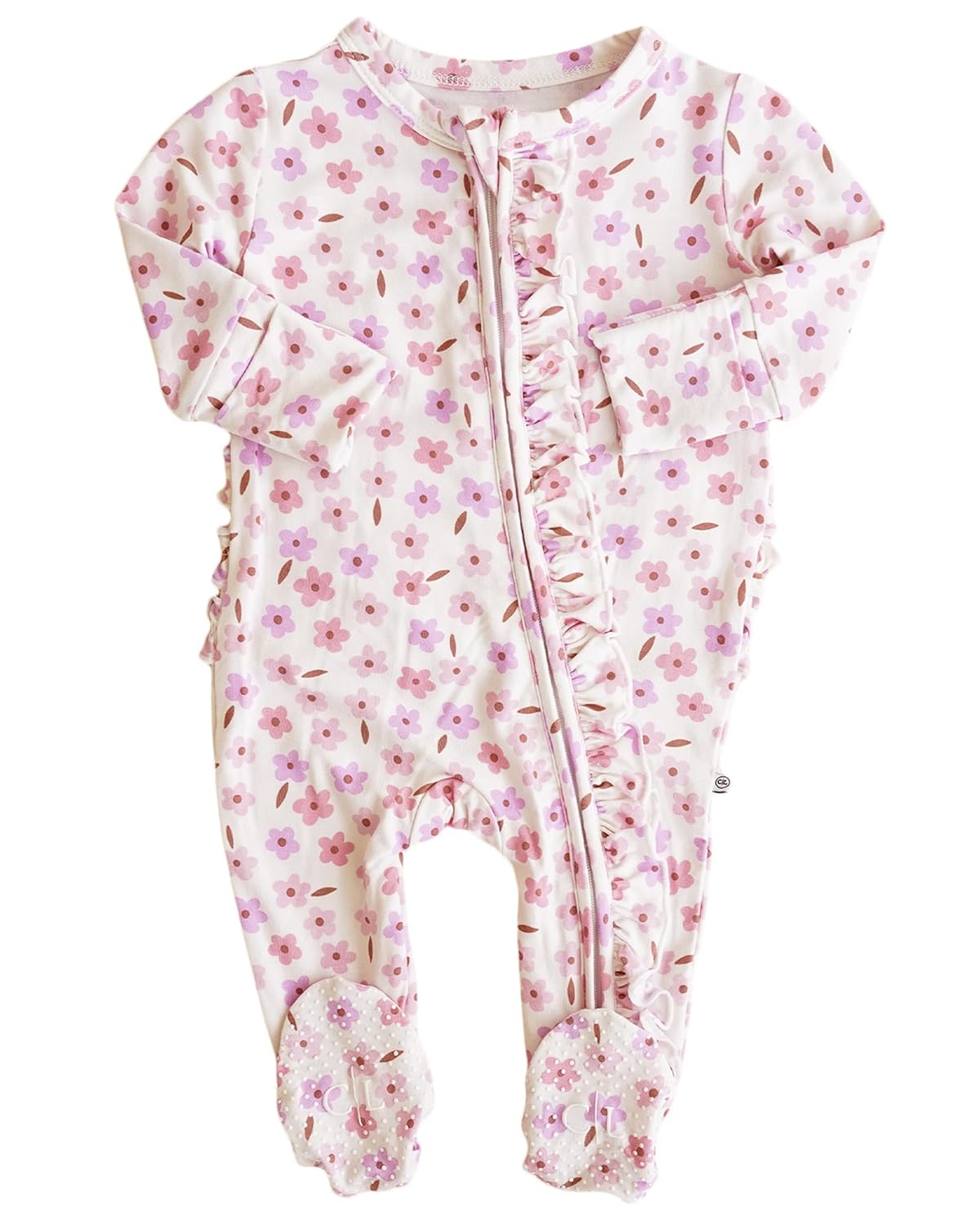 Caden Lane Zippered Baby Footie Pajamas for Easy Diaper Changes