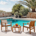 Devoko Patio Set 3 Piece Acacia Wood Outdoor Furniture for Comfort