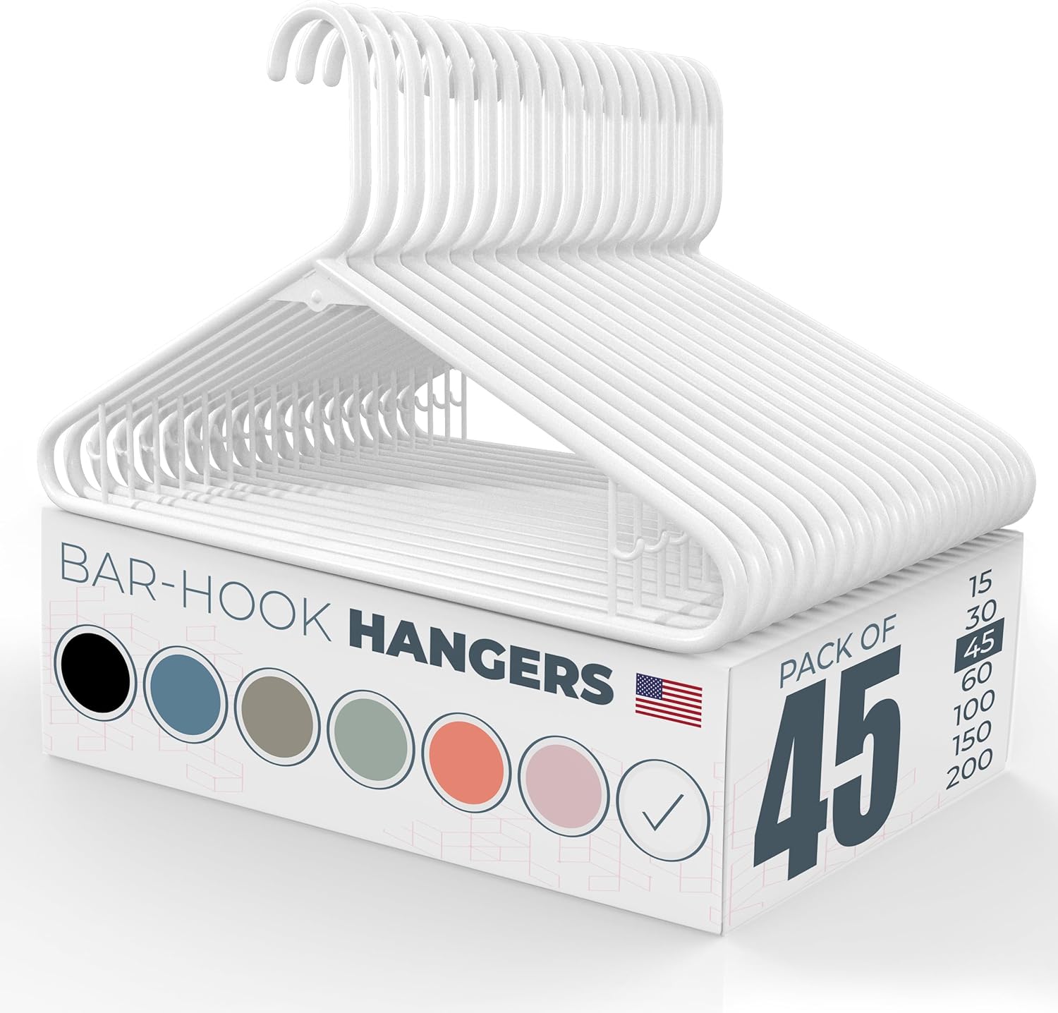 Neaties Plastic Hangers 45 Pack for Dresses, Shirts, and More
