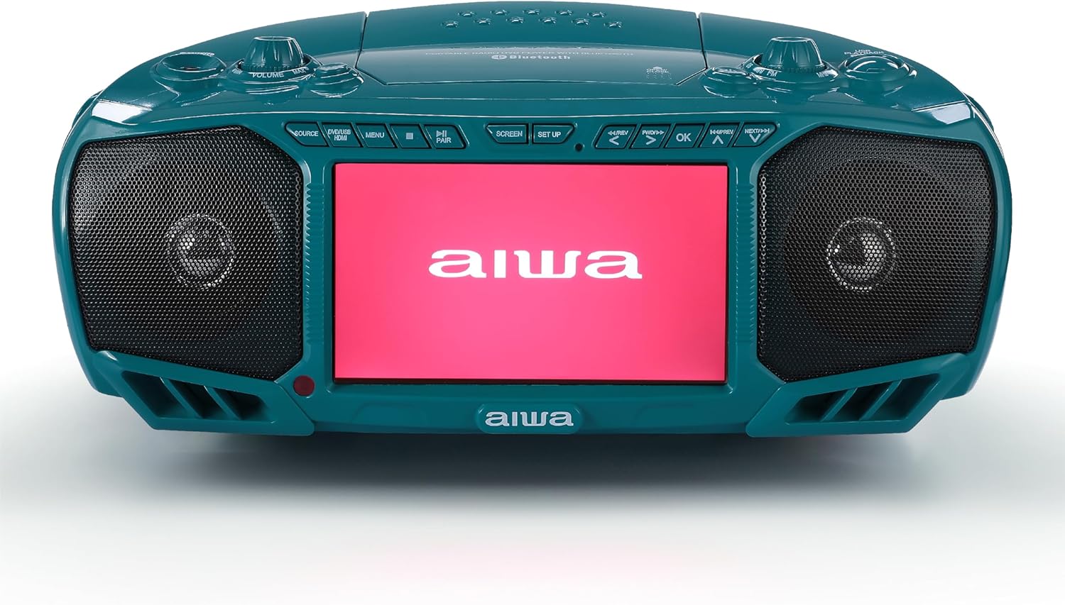 Aiwa Portable Boombox with Bluetooth and 7in LCD Display