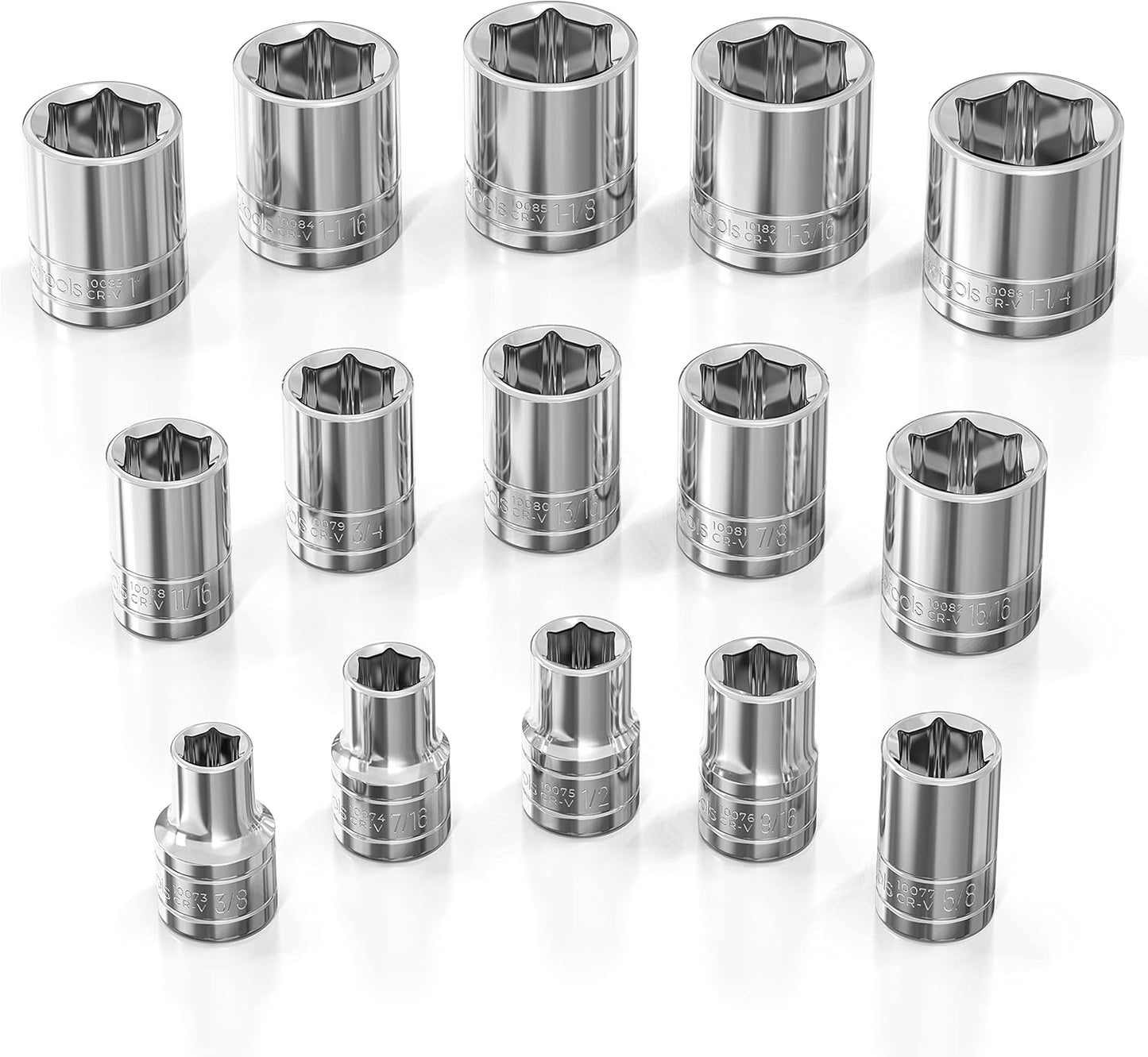 Olsa Tools SAE Shallow Socket Set - 1/2-Inch Drive, 18pc