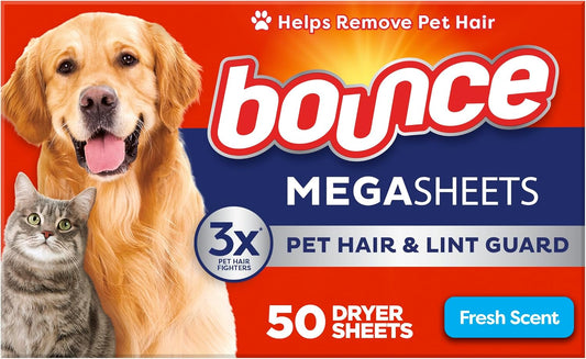 50ct Bounce Pet Hair Fighter Dryer Sheets
