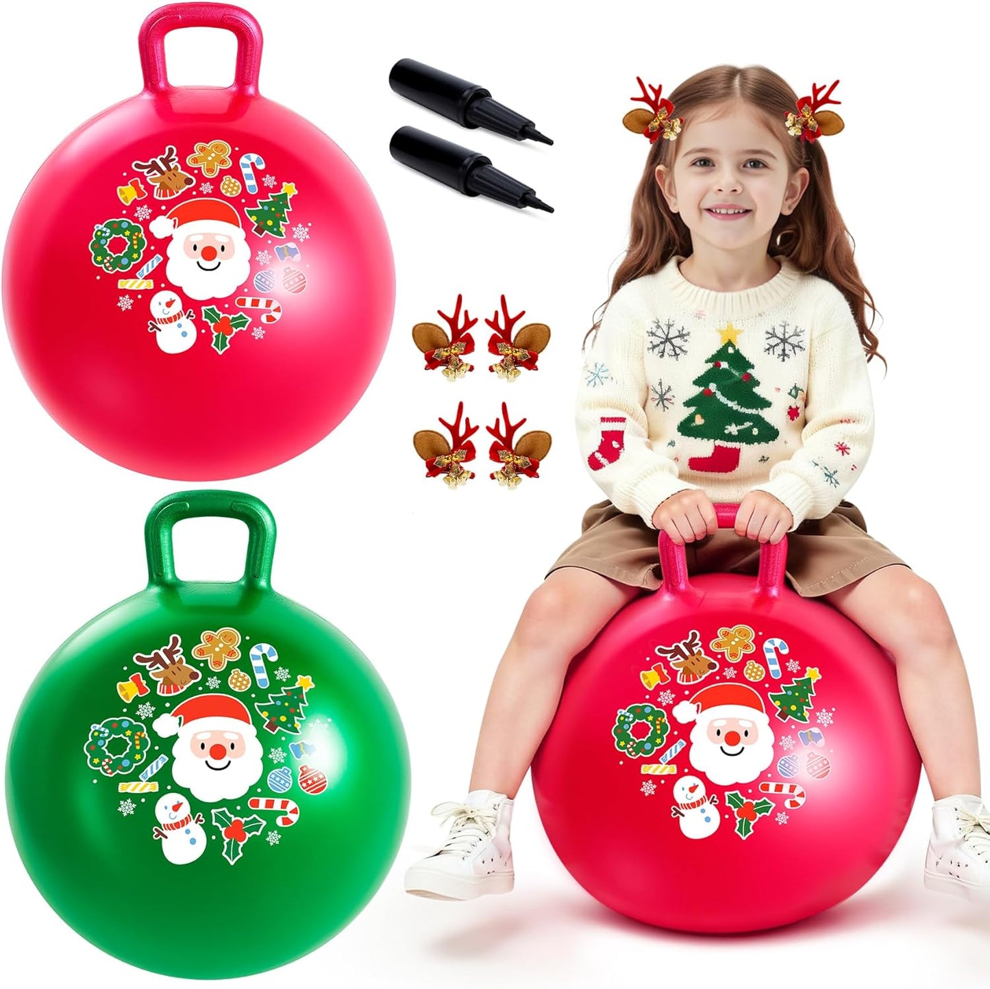 ZOOJOY 2-Pack Hopper Balls for Kids 3-8 with Hair Clips