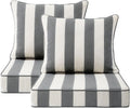 Outdoor Patio Chair Cushions Set 24 in x 24 in Gray Stripe - Set of 2