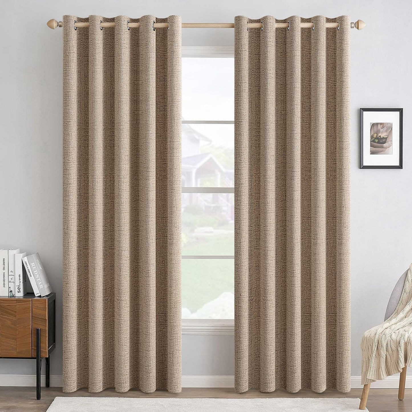MIULEE Blackout Linen Textured Curtains for Bedroom & Living Room
