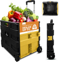 Ultra-Slim Rolling Collapsible Utility Cart - Large Folding Tote