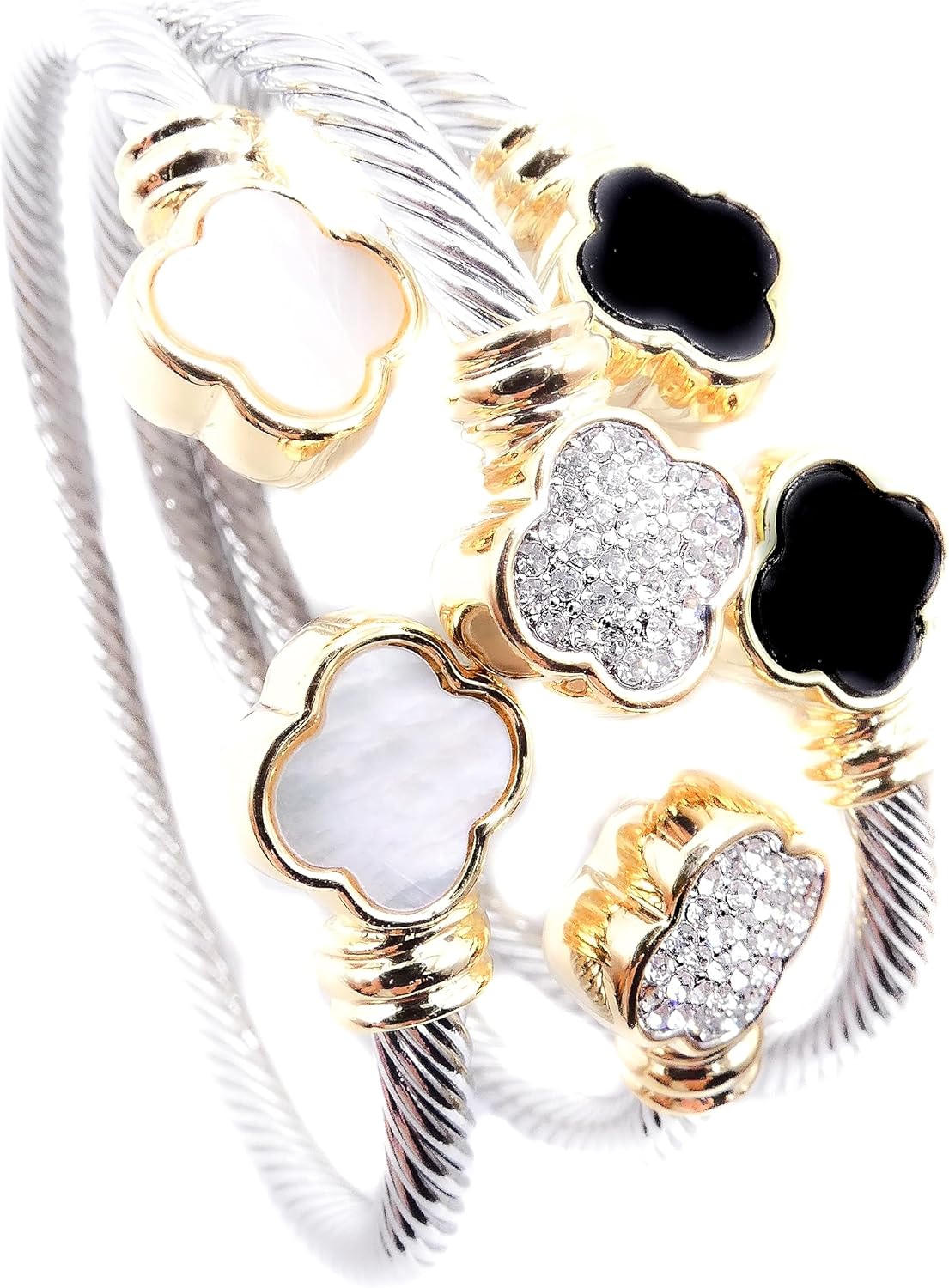 Stunning Gold Plated Clover Cuff Bracelet
