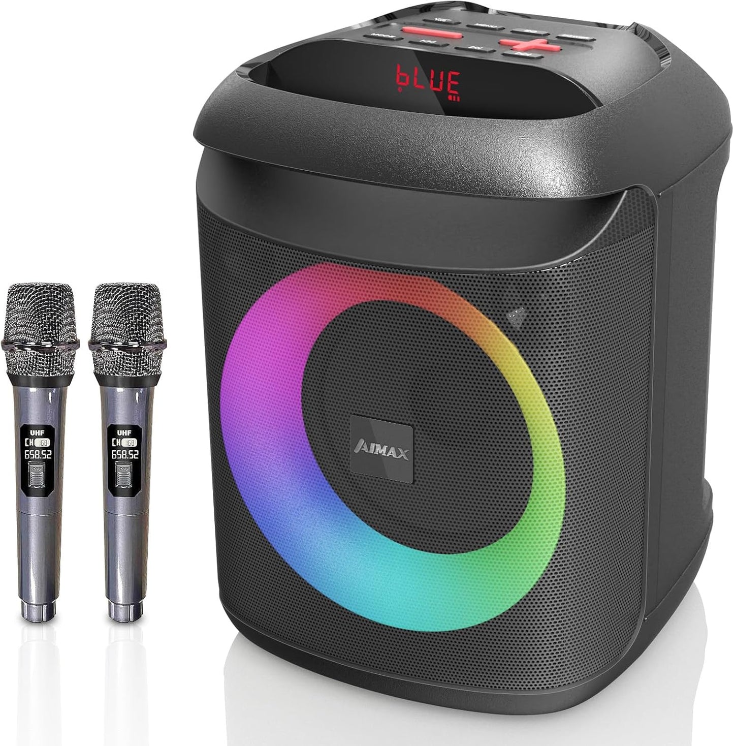 AIMAX Karaoke Machine with Bluetooth and 2 Wireless Microphones