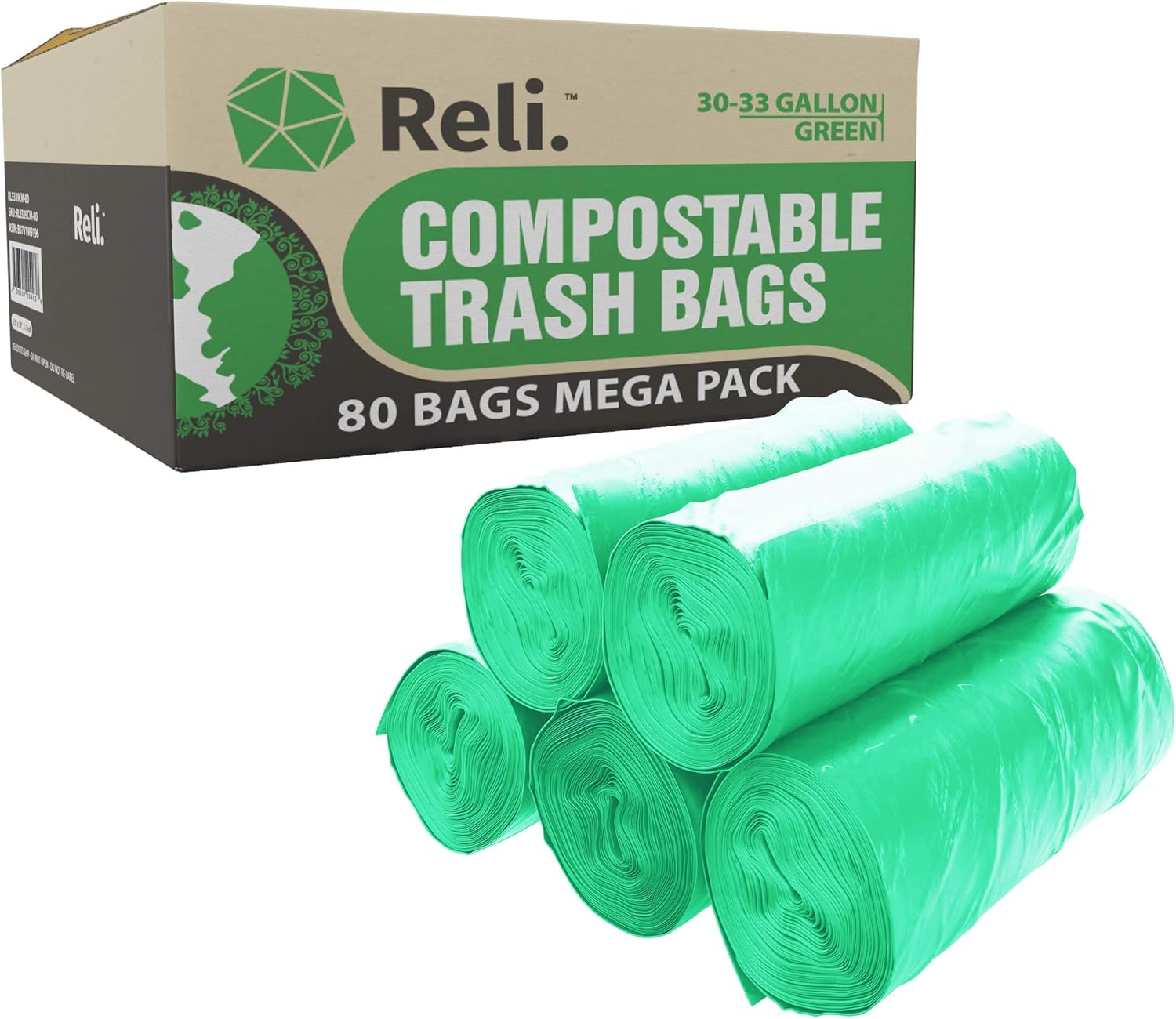 Reli Compostable 33 Gallon Trash Bags for Eco-Friendly Disposal