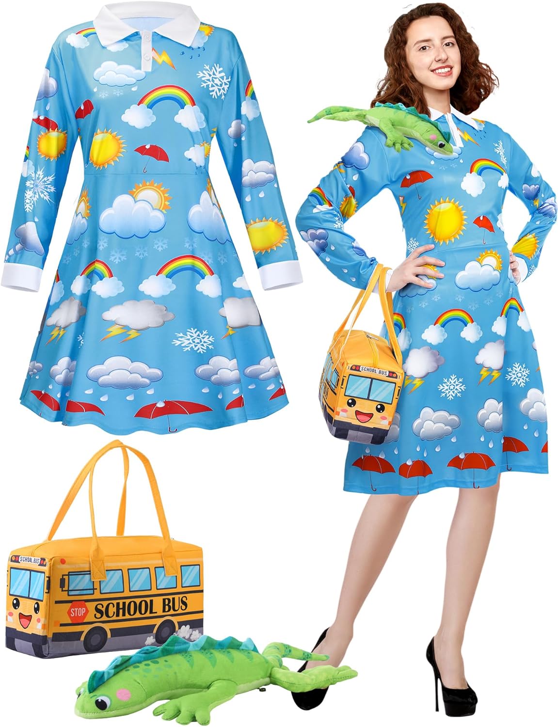 Ramede 3 Pcs Women Halloween Teacher Costume Set for Fun Parties