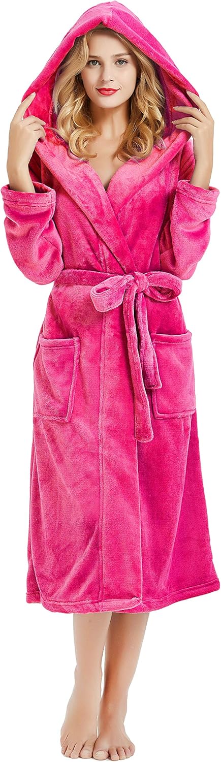 HEARTNICE Womens Hooded Fleece Robe for Cozy Comfort