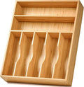 Bamboo Kitchen Drawer Organizer 13 in Silverware Tray - Extra Deep
