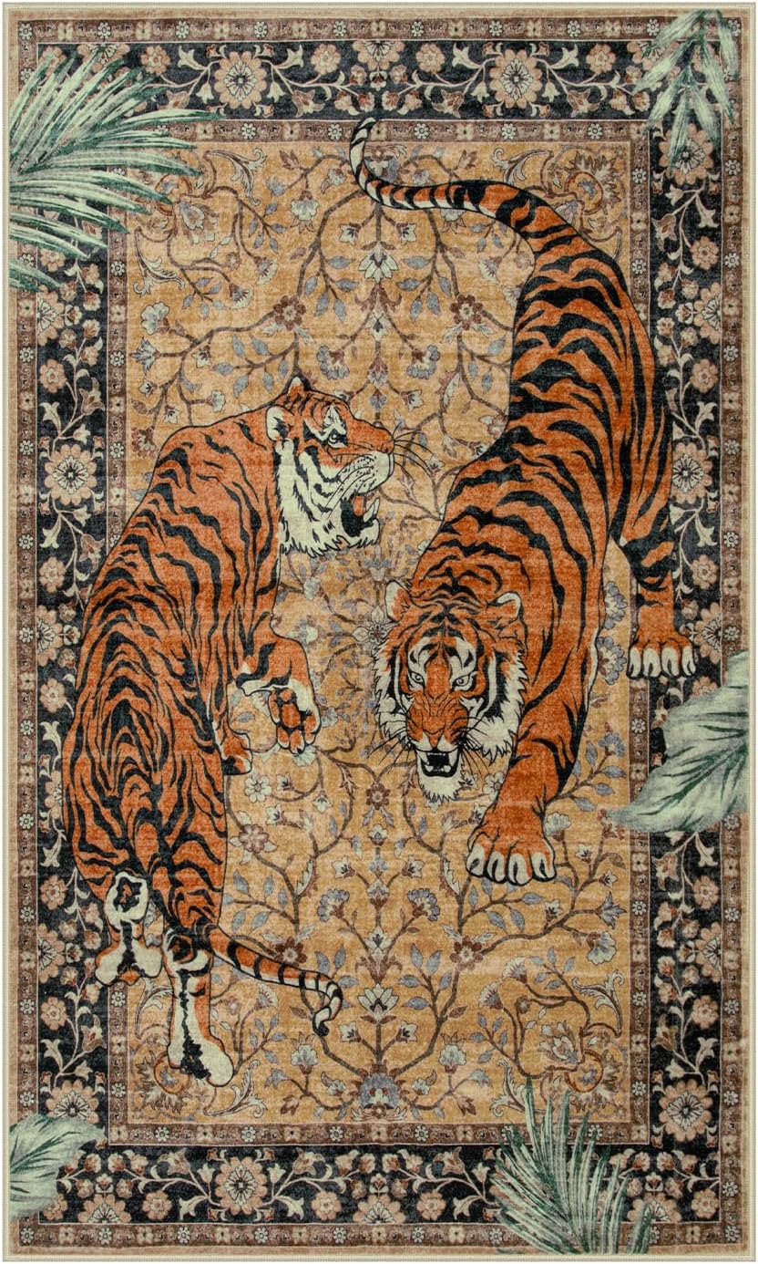 Moynesa Tiger Washable Rugs for Cozy Living Room Spaces